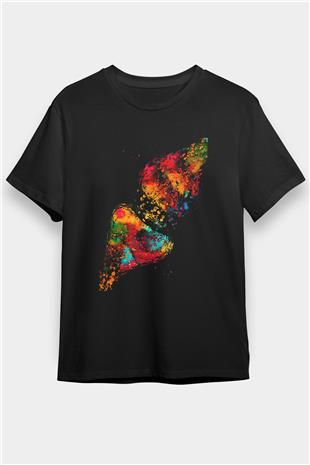 Beyin Sinaps Baskılı Unisex Siyah Tişört - Tshirt