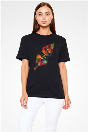 Beyin Sinaps Baskılı Unisex Siyah Tişört - Tshirt