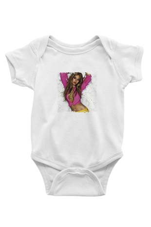 Beyonce Baskılı Unisex Beyaz Bebek Body - Zıbın