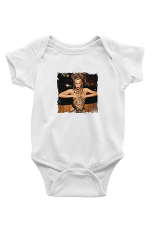 Beyonce Baskılı Unisex Beyaz Bebek Body - Zıbın