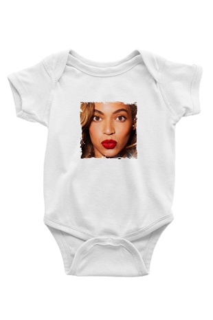 Beyonce Baskılı Unisex Beyaz Bebek Body - Zıbın