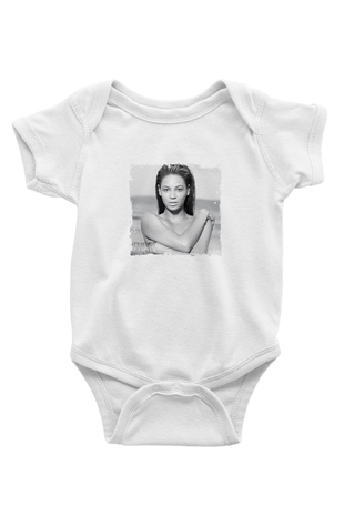 Beyonce Baskılı Unisex Beyaz Bebek Body - Zıbın