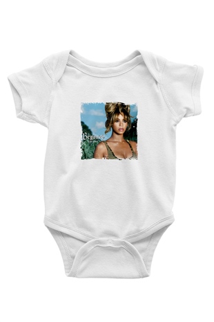 Beyonce Baskılı Unisex Beyaz Bebek Body - Zıbın