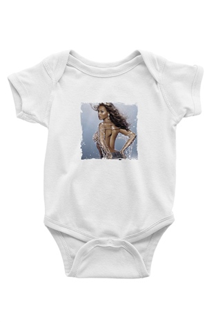 Beyonce Baskılı Unisex Beyaz Bebek Body - Zıbın