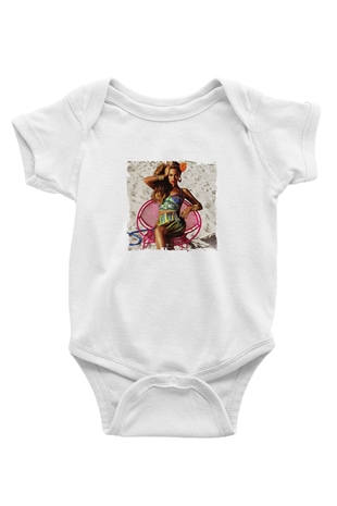 Beyonce Baskılı Unisex Beyaz Bebek Body - Zıbın