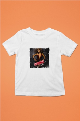 Beyonce Baskılı Unisex Beyaz Çocuk Tişört