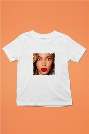 Beyonce Baskılı Unisex Beyaz Çocuk Tişört