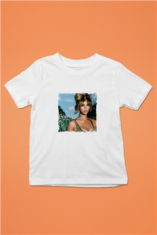 Beyonce Baskılı Unisex Beyaz Çocuk Tişört