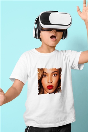 Beyonce Baskılı Unisex Beyaz Çocuk Tişört