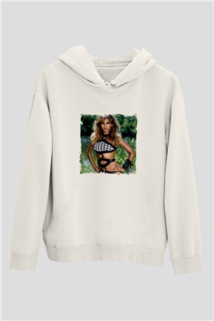 Beyonce Baskılı Unisex Beyaz Kapüşonlu Sweatshirt