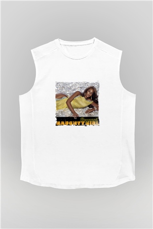 Beyonce Baskılı Unisex Beyaz Kolsuz Tişört