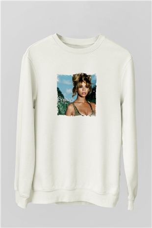 Beyonce Baskılı Unisex Beyaz Sweatshirt