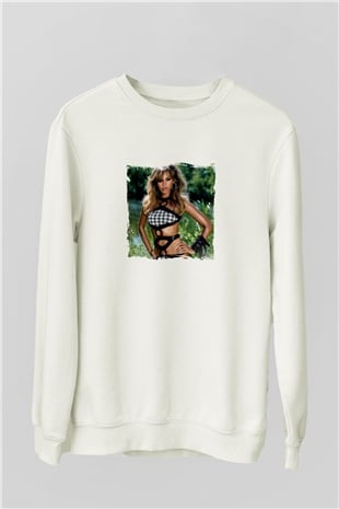 Beyonce Baskılı Unisex Beyaz Sweatshirt