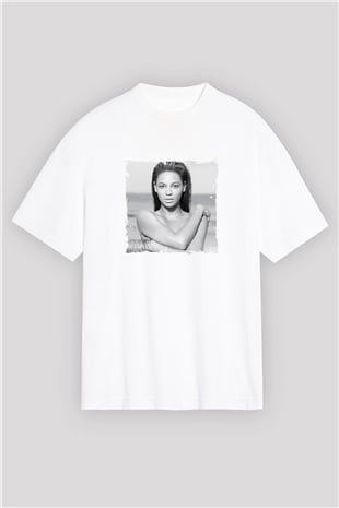 Beyonce Baskılı Oversize Beyaz Tişört