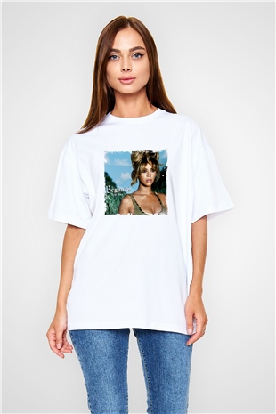 Beyonce Baskılı Oversize Beyaz Tişört