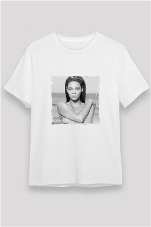 Beyonce Baskılı Unisex Beyaz Tişört