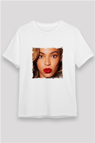 Beyonce Baskılı Unisex Beyaz Tişört