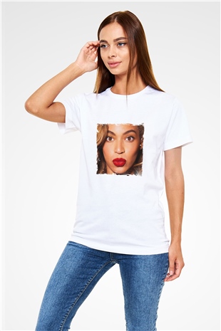 Beyonce Baskılı Unisex Beyaz Tişört
