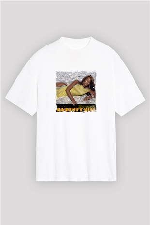 Beyonce Baskılı Oversize Beyaz Tişört