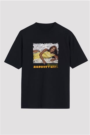 Beyonce Baskılı Unisex Oversize Siyah Tişört