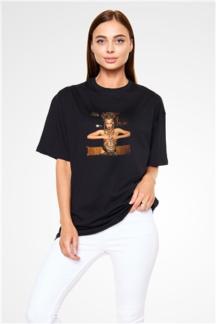 Beyonce Baskılı Unisex Oversize Siyah Tişört