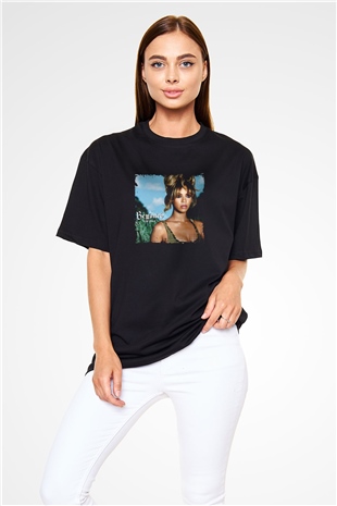 Beyonce Baskılı Unisex Oversize Siyah Tişört