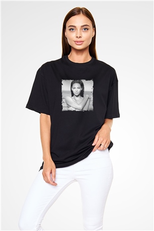 Beyonce Baskılı Unisex Oversize Siyah Tişört