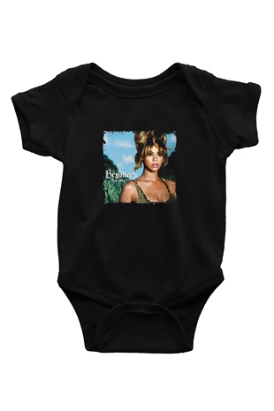 Beyonce Baskılı Unisex Siyah Bebek Body - Zıbın