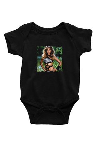 Beyonce Baskılı Unisex Siyah Bebek Body - Zıbın