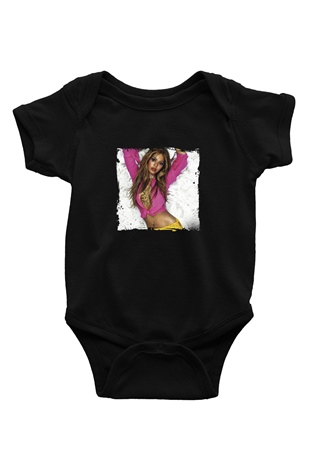 Beyonce Baskılı Unisex Siyah Bebek Body - Zıbın