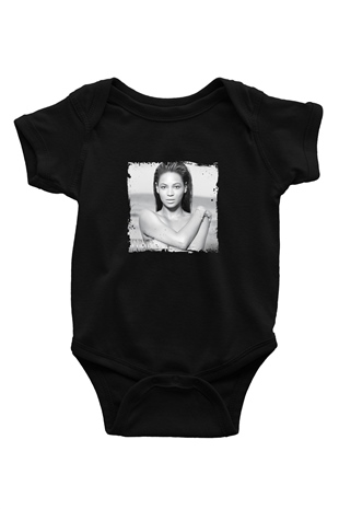 Beyonce Baskılı Unisex Siyah Bebek Body - Zıbın