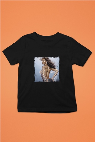 Beyonce Baskılı Unisex Siyah Çocuk Tişört