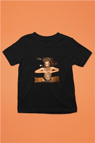 Beyonce Baskılı Unisex Siyah Çocuk Tişört