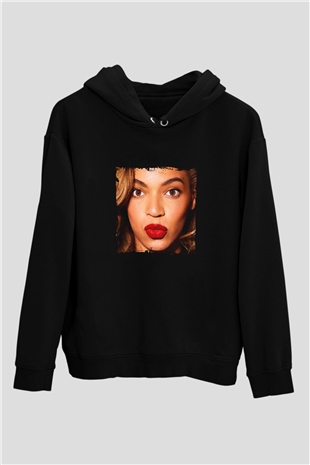 Beyonce Baskılı Unisex Siyah Hoodie