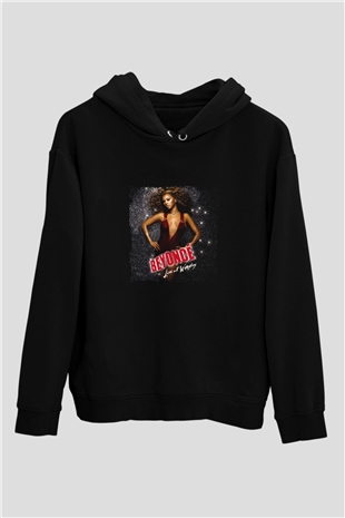Beyonce Baskılı Unisex Siyah Hoodie
