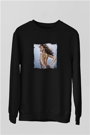 Beyonce Baskılı Unisex Siyah Sweatshirt