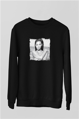 Beyonce Baskılı Unisex Siyah Sweatshirt