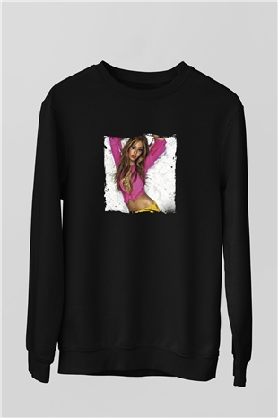 Beyonce Baskılı Unisex Siyah Sweatshirt
