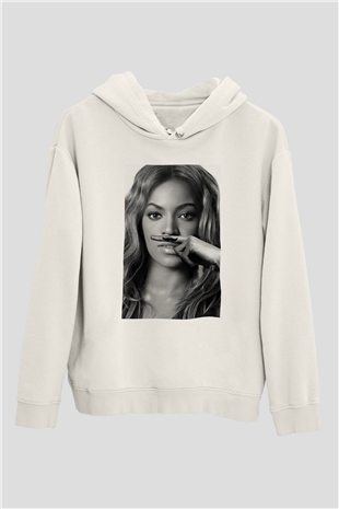 Beyonce Beyaz Unisex Kapşonlu Sweatshirt