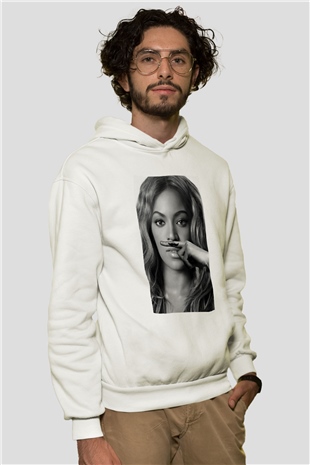 Beyonce Beyaz Unisex Kapşonlu Sweatshirt
