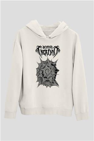 Beyond Creation Baskılı Beyaz Unisex Kapüşonlu Sweatshirt