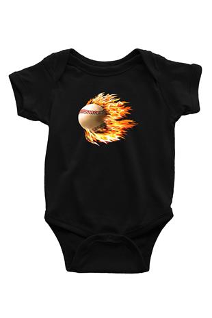 Beyzbol - Baseball Baskılı Unisex Siyah Bebek Body - Zıbın