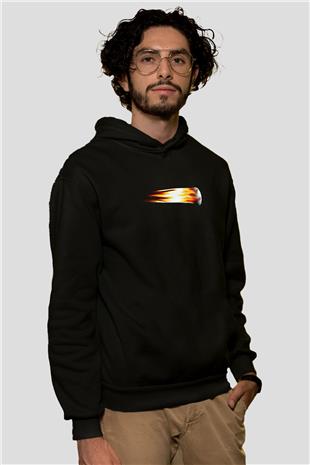 Beyzbol - Baseball Baskılı Unisex Siyah Hoodie