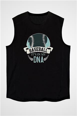 Beyzbol - Baseball Baskılı Unisex Siyah Kolsuz Tişört