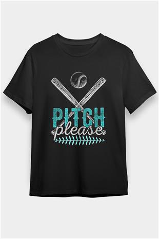 Beyzbol - Baseball Baskılı Unisex Siyah Tişört - Tshirt