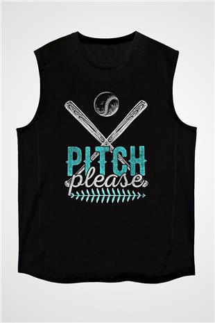 Beyzbol - Baseball Baskılı Unisex Siyah Kolsuz Tişört