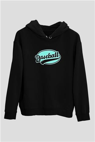 Beyzbol - Baseball Baskılı Unisex Siyah Hoodie