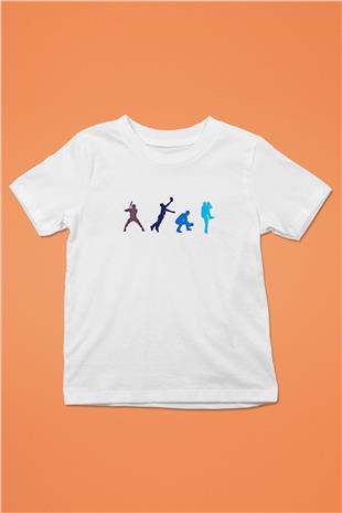 Beyzbol Baskılı Unisex Beyaz Çocuk Tişört - Tshirt