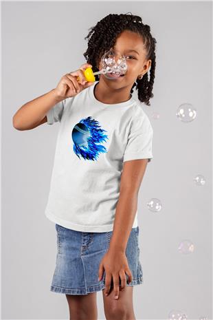 Beyzbol Baskılı Unisex Beyaz Çocuk Tişört - Tshirt