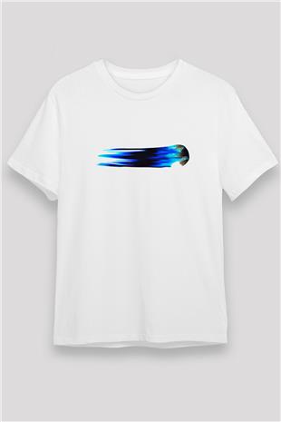 Beyzbol Baskılı Unisex Beyaz Tişört - Tshirt